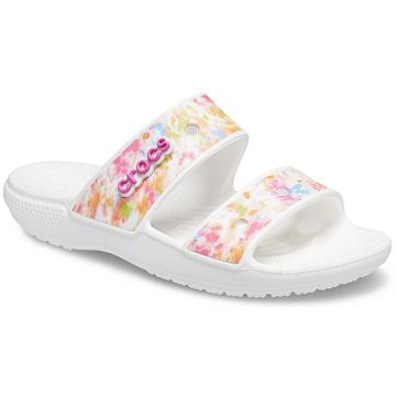 Crocs Classic Tie-Dye Graphic Men's Sandals White | Australia 1231OKIR